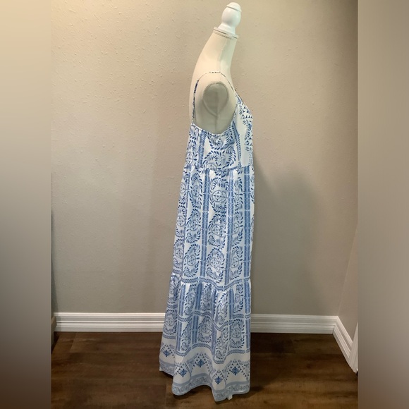 Camisa Fair Isle Floral Tiered Maxi Dress Size Large NWT - Picture 9 of 13